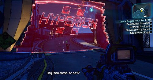 Accept the mission from Roland [1] and speak to Claptrap [2] - Where Angels Fear to Tread part 1, 2 | Walkthrough for Borderlands 2 - Main missions - Borderlands 2 Game Guide