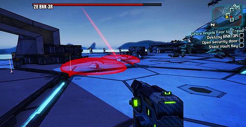After destroying all the Auto Cannons, the fight with BNK3R will appear - Where Angels Fear to Tread part 1, 2 | Walkthrough for Borderlands 2 - Main missions - Borderlands 2 Game Guide