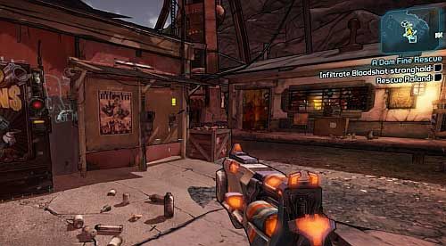 Approach the Bounty Board [1] and take the ECHO Recorder shown above to begin this mission - No Vacancy | Three Horns Valley side missions in Borderlands 2 - Three Horns Valley - Borderlands 2 Game Guide