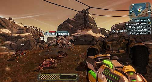 Head to the eastern pump [5] and kill the Bullymong whos holding the Gearbox - No Vacancy | Three Horns Valley side missions in Borderlands 2 - Three Horns Valley - Borderlands 2 Game Guide
