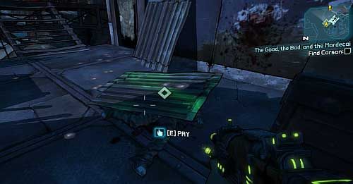 Get rid of the enemies and find the corpse [3] hidden under a sheet of steel - The Good, the Bad, and the Mordecai | Sanctuary part 2 missions in Borderlands 2 - Sanctuary part 2 - Borderlands 2 Game Guide