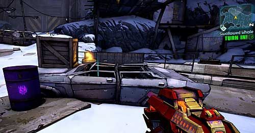 The second one can be found inside the car wreck [3] - The Cold Shoulder | Sanctuary part 2 side missions in Borderlands 2 - Sanctuary part 2 - Borderlands 2 Game Guide