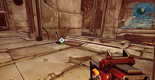 Keep pushing the cart while opening the locked gates until you reach the storeroom [4] - Minecart Mischief | Caustic Caverns side missions in Borderlands 2 - Caustic Caverns - Borderlands 2 Game Guide