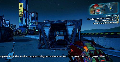 Now head to the end of the bridge and place the transmitter in the designated place [6] - Home Movies | Sanctuary part 3 side missions in Borderlands 2 - Sanctuary part 3 - Borderlands 2 Game Guide