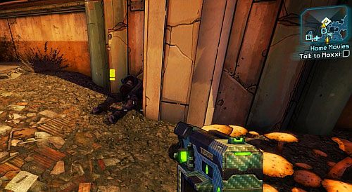 To the left from the entrance to Moxxis place, you will see a dead NPC [1] from the above screenshot - The Bane | Sanctuary part 3 side missions in Borderlands 2 - Sanctuary part 3 - Borderlands 2 Game Guide