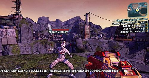 Find McShooty [1] and accept his mission - Shoot This Guy in the Face | Thousand Cuts side missions in Borderlands 2 - Thousand Cuts - Borderlands 2 Game Guide