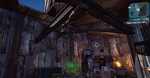 Accept the mission from the Bounty Board [1] and head to where Tedd lives [2] - Uncle Teddy | Arid Nexus Badlands side missions in Borderlands 2 - Arid Nexus Badlands - Borderlands 2 Game Guide