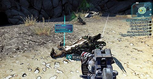 Listen to the recording and start killing Skags around [2] on the map - Hungry Like the Skag | Arid Nexus Badlands side missions in Borderlands 2 - Arid Nexus Badlands - Borderlands 2 Game Guide