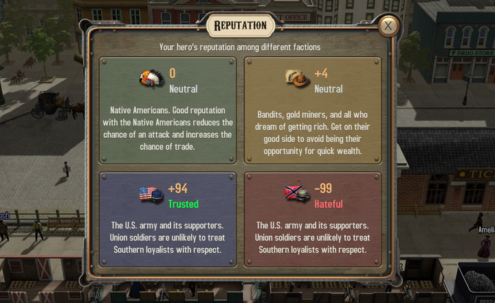 Your current Reputation can be checked at any - Reputation and factions | Hints - Hints - Bounty Train Game Guide