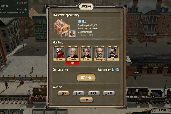 A hotels auction - Banks and auctions | Hints - Hints - Bounty Train Game Guide