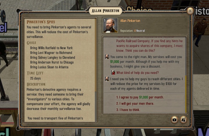 Speak with Allan - he has a quest for you - A private investigator | Walkthrough - Walkthrough - Bounty Train Game Guide