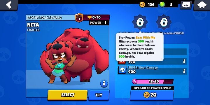 You may unlock Nita by earning 10 cups - Nita | Characters in Brawl Stars - Character list - Brawl Stars Guide