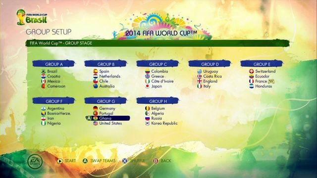 where you can see the final tournament groups - 2014 FIFA World Cup - Game Modes - 2014 FIFA World Cup Brazil - Game Guide and Walkthrough