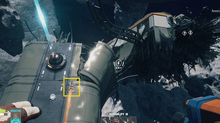 You'll find the blueprint next to the body lying on the wreck, next to the cannon to the left of the wreck - Breathedge: Accelerators - item upgrades - Upgrading your equipment - Breathedge Guide