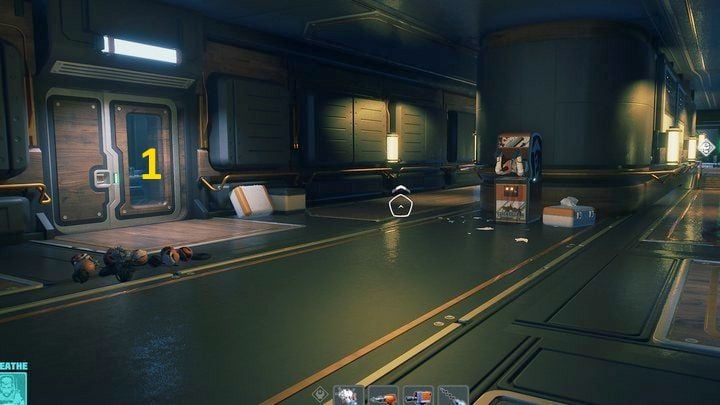 Behind another narrow corridor, in the room on the left (1), you'll find an air filteron the floor, in the corner - Breathedge: Habitation Module - walkthrough - Chapters 4 and 5 - Breathedge Guide