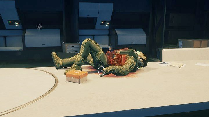 Get to the next room and examine the corpse lying on the table - Breathedge: Police module - walkthrough - Chapters 4 & 5 - Breathedge Guide