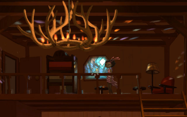 Take a glass pane from the stained glass window - Shellmound - Chapter 1 - Vella - Broken Age - Game Guide and Walkthrough