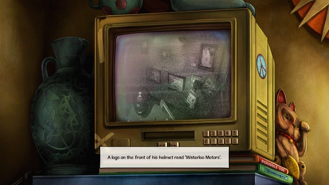 The caption on the helmet mat help identify the perpetrator - George - Gallery II - Paris - Broken Sword: The Serpents Curse - Game Guide and Walkthrough