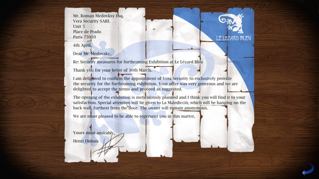 You will learn of some interesting things - George - Gallery, Henris Apartment, Vera Security - Paris - Broken Sword: The Serpents Curse - Game Guide and Walkthrough