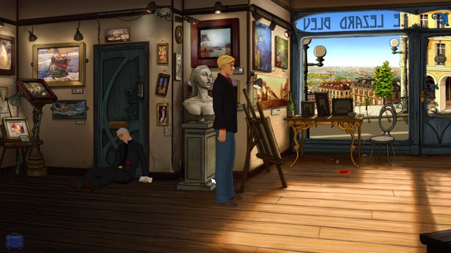 Unfortunately, the wound is fatal - George - Gallery, Nicos Apartment - Paris - The Next Visit - Broken Sword: The Serpents Curse - Game Guide and Walkthrough