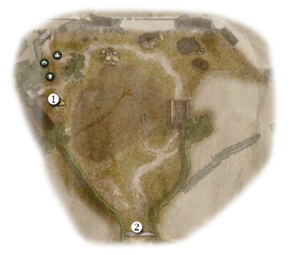 Map legend: 1 - starting area - Chapter 10: Tooth and Nail - FIRST ASSIGNMENT:br Destroy the 4 88's - part 1 - Chapter 10: Tooth and Nail - Brothers in Arms: Hells Highway - Game Guide and Walkthrough