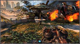 Bottle #16: the last bottle of the 3rd act is on the table beside the burning helicopter, nearby some heavy fights - Bottles - p. 1 - Secrets - Bulletstorm - Game Guide and Walkthrough