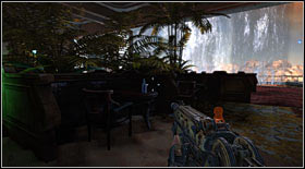 Bottle #14: the last bottle lies on the table inside the restaurant with a terrace (separated from the room with a waterfall) - Bottles - p. 1 - Secrets - Bulletstorm - Game Guide and Walkthrough