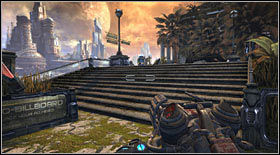 Newsbot #15: the last is hidden right to the left of the big stairs leading to the final building - Newsbots - p. 1 - Secrets - Bulletstorm - Game Guide and Walkthrough