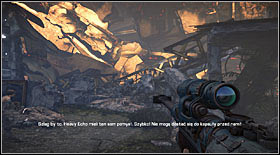 so go across the ruined buildings (crouching and jumping included) until it will be possible to zoom the camera on the running opponents - Act VII - Chapter 2 - p. 2 - Walkthrough - Bulletstorm - Game Guide and Walkthrough