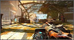 Once the miniboss is no more, use the next stairs (to the left from the helicopter landing zone) - Act V - Chapter 1 - Walkthrough - Bulletstorm - Game Guide and Walkthrough