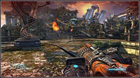 You will get to the next location using the demolished part of the concrete construction, opposite to the entrance through which you got there - Act IV - Chapter 2 - p. 2 - Walkthrough - Bulletstorm - Game Guide and Walkthrough