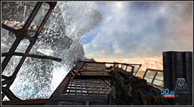 At the end of the road (after you destroy the second object with your leash), enemies will attack from a distance (including a gyrocopter) - Act III - Chapter 2 - Walkthrough - Bulletstorm - Game Guide and Walkthrough