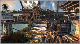 Going park across the pier towards the buildings, more enemies will run out of them (some will also shoot at you from inside the nearby room) - Act III - Chapter 1 - p. 2 - Walkthrough - Bulletstorm - Game Guide and Walkthrough