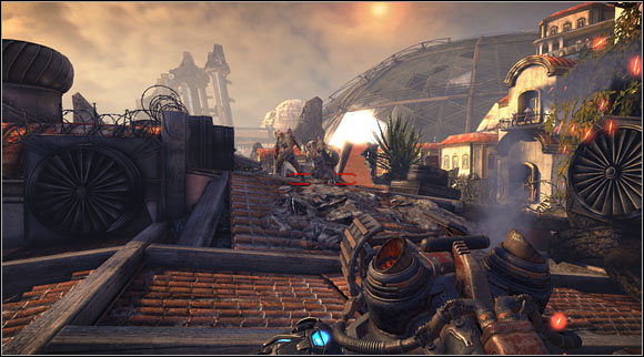 Unique environment elements (ventilation fans in the above screen) can give unique Skillshots. - Act II - Chapter 1 - p. 2 - Walkthrough - Bulletstorm - Game Guide and Walkthrough