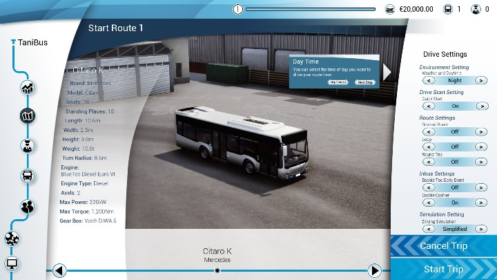 Weather can be set before you start a trip - it can be changed in the menu presented above - How to sell and check tickets in Bus Simulator 18? - FAQ - Bus Simulator 18 Game Guide