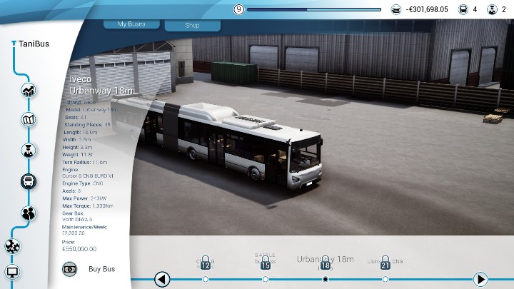 Iveco Urbanway 18m is unlocked at level 18 - Bus models in Bus Simulator 18, purchasing and selling - Buses - Bus Simulator 18 Game Guide