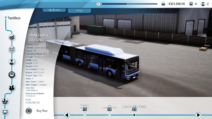 At level 21 you unlock MAN Lions City CNG - Bus models in Bus Simulator 18, purchasing and selling - Buses - Bus Simulator 18 Game Guide