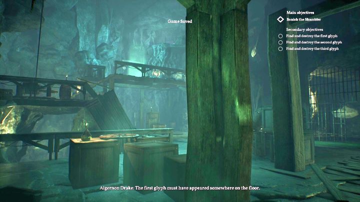 The first glyph is located upstairs. - Chapter 10 - Darkwater police station | Call of Cthulhu Walkthrough - Walkthrough - Call of Cthulhu Guide