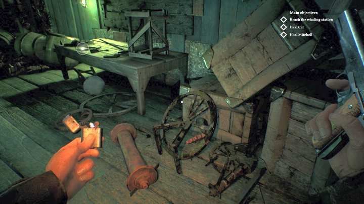 The first-aid kit can be found on the table, to the right from warehouse 36 entrance. - Chapter 12 - Darkwater Port | Call of Cthulhu Walkthrough - Walkthrough - Call of Cthulhu Guide