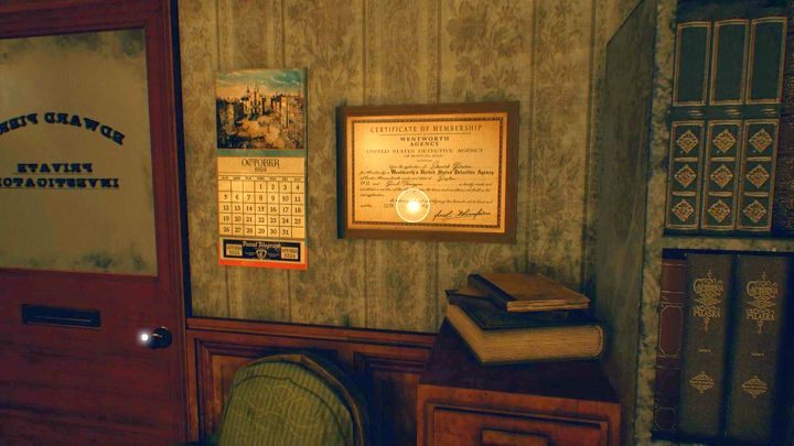 In the office, you will find many interactive elements to explore. - Chapter 1 - Pierce Investigations Agency, Boston | Call of Cthulhu Walkthrough - Walkthrough - Call of Cthulhu Guide