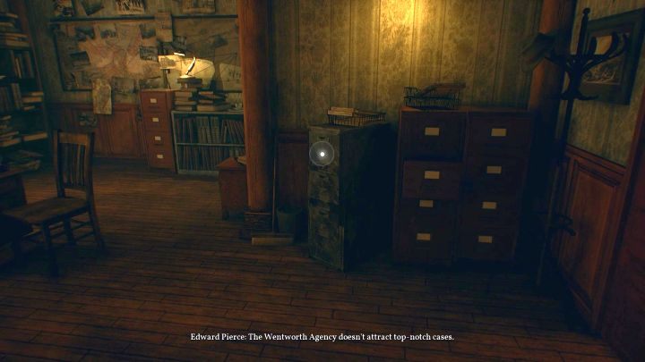 In this cabinet, among other things, you will find the first collectible in the game - a (case closed). - Chapter 1 - Pierce Investigations Agency, Boston | Call of Cthulhu Walkthrough - Walkthrough - Call of Cthulhu Guide