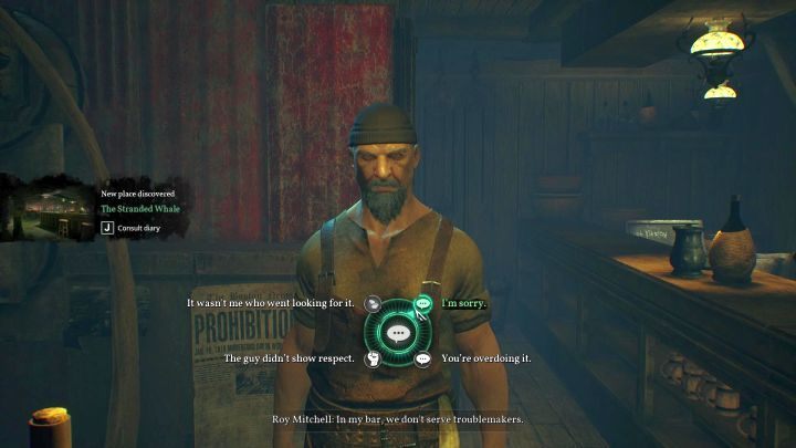 Say the barman that you are sorry. He will allow you to have a drink. - Chapter 2 - Darkwater Port | Call of Cthulhu Walkthrough - Walkthrough - Call of Cthulhu Guide