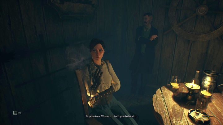 The Mysterious Woman isnt talkative. - Chapter 2 - Darkwater Port | Call of Cthulhu Walkthrough - Walkthrough - Call of Cthulhu Guide