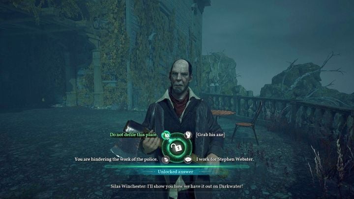 Silas Winchester, the keeper of the Hawkins mansion. - Chapter 3 - Garden of the Hawkins mansion | Call of Cthulhu Walkthrough - Walkthrough - Call of Cthulhu Guide