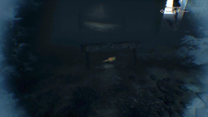 The bottle of alcohol hidden beneath the remains of a chair. - Chapter 3 - Garden of the Hawkins mansion | Call of Cthulhu Walkthrough - Walkthrough - Call of Cthulhu Guide