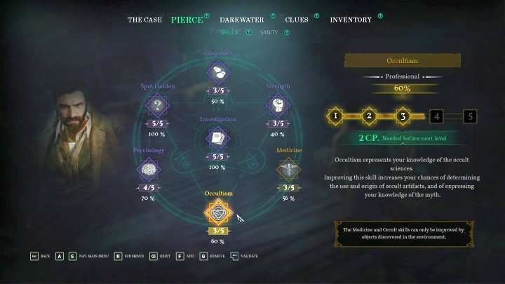 The skilltree - Protagonists Skills in Call of Cthulhu - Gameplay basics - Call of Cthulhu Guide