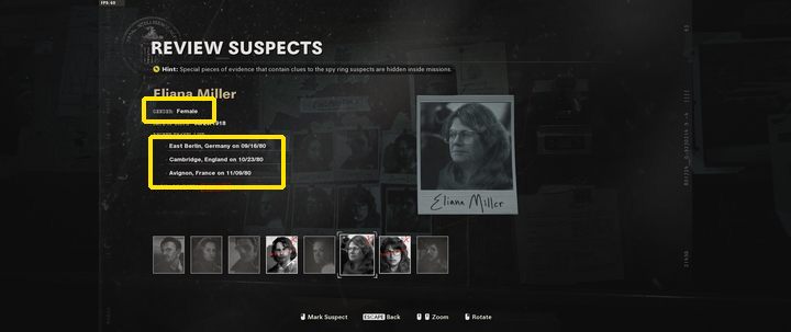 To find a suspect, you compare data from the list of suspects with the evidence. - Call of Duty Cold War: Suspects (Operation Red Circus) - how to find them? - FAQ - Call of Duty Cold War Guide