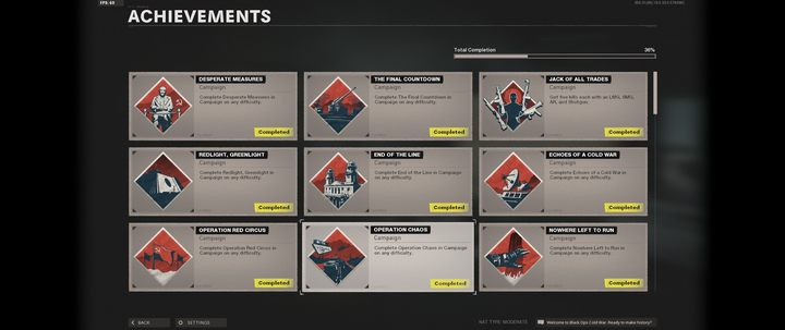 Some achievements can be unlocked simply by completing a mission at any level of difficulty. - Call of Duty Cold War: Achievements/Trophies - list - Appendix - Call of Duty Cold War Guide