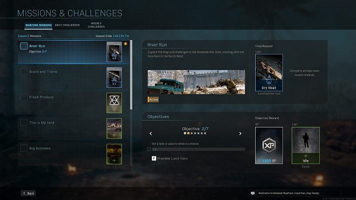 Some missions are easy to complete and can be done during a regular match on the Verdansk map - Warzone: Barracks - challenges, missions, personalisation - Basics - Warzone Guide