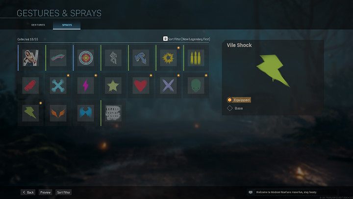 Sprays and gestures, like cards and emblems, can be unlocked in several ways - from free bundles, by completing certain challenges, from advancing the Battle Pass, or through making purchases in the games store - Warzone: Barracks - challenges, missions, personalisation - Basics - Warzone Guide